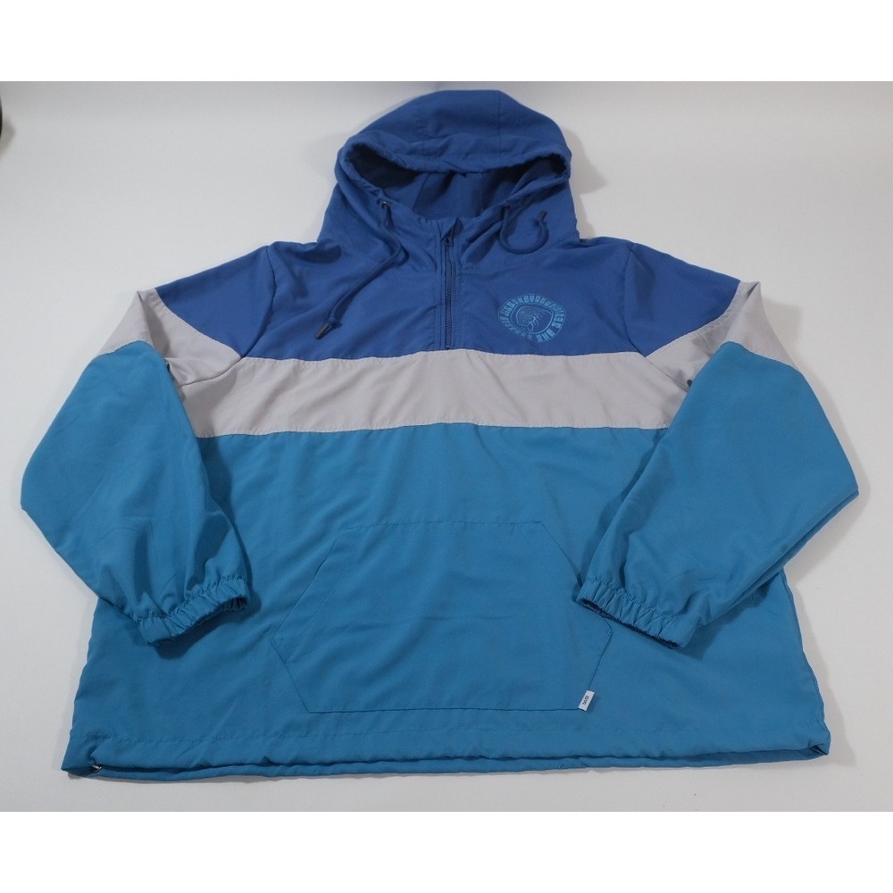 Sisstrevolution Windbreaker Women XL Blue Colorblock Anorak Quarter‎ Zip Hooded